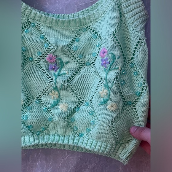 Zara Cropped Mint Knit Top - Picture 8 of 12